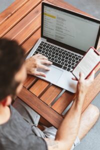gray and black laptop computer