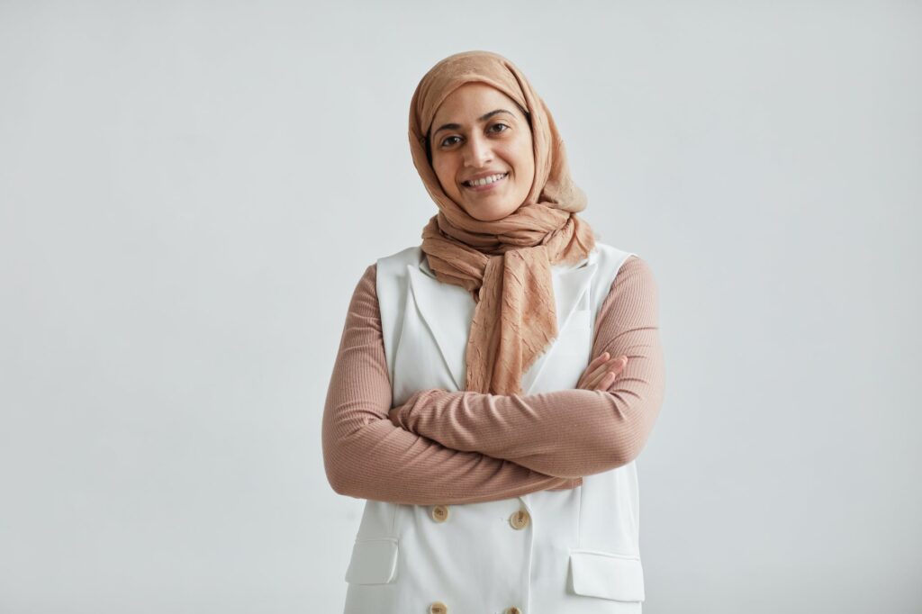 smiling woman wearing hijab